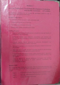 Image of Module 2 Area of Competence : Curriculum Development, Evaluation and Quality Assurance (13 credits)